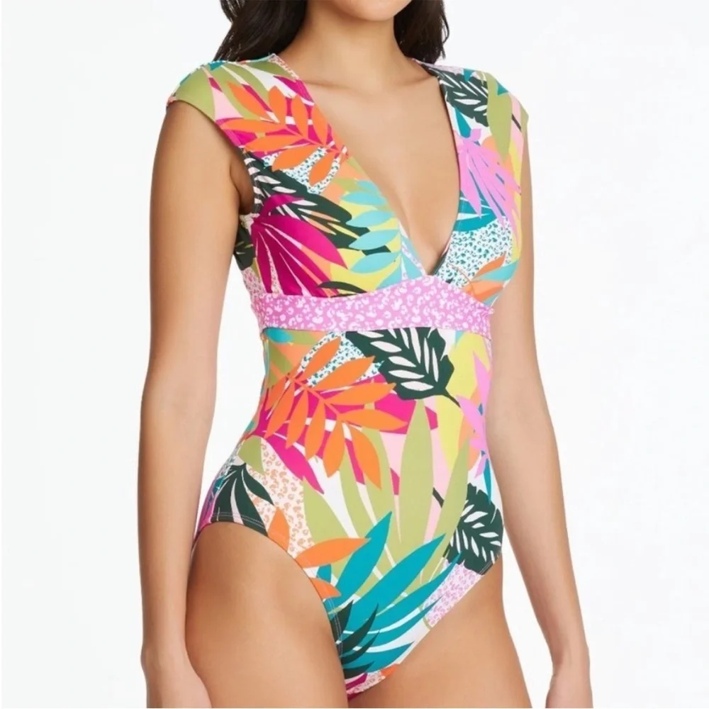 Bleu Rod Beattie Wild at Heart Cap Sleeve One Piece Swimsuit Size 8 - Picture 3 of 10